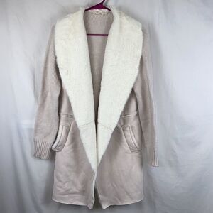 Lovestitch Pink faux suede and fur Cardigan Sweater medium
